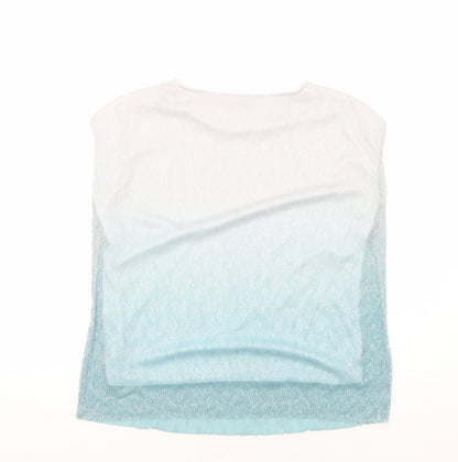 Oasis Womens Silver Polyester Basic T-Shirt Size M Round Neck