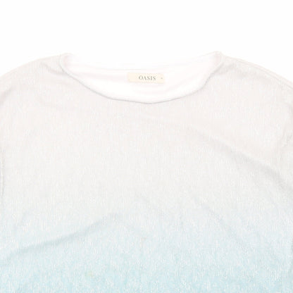 Oasis Womens Silver Polyester Basic T-Shirt Size M Round Neck
