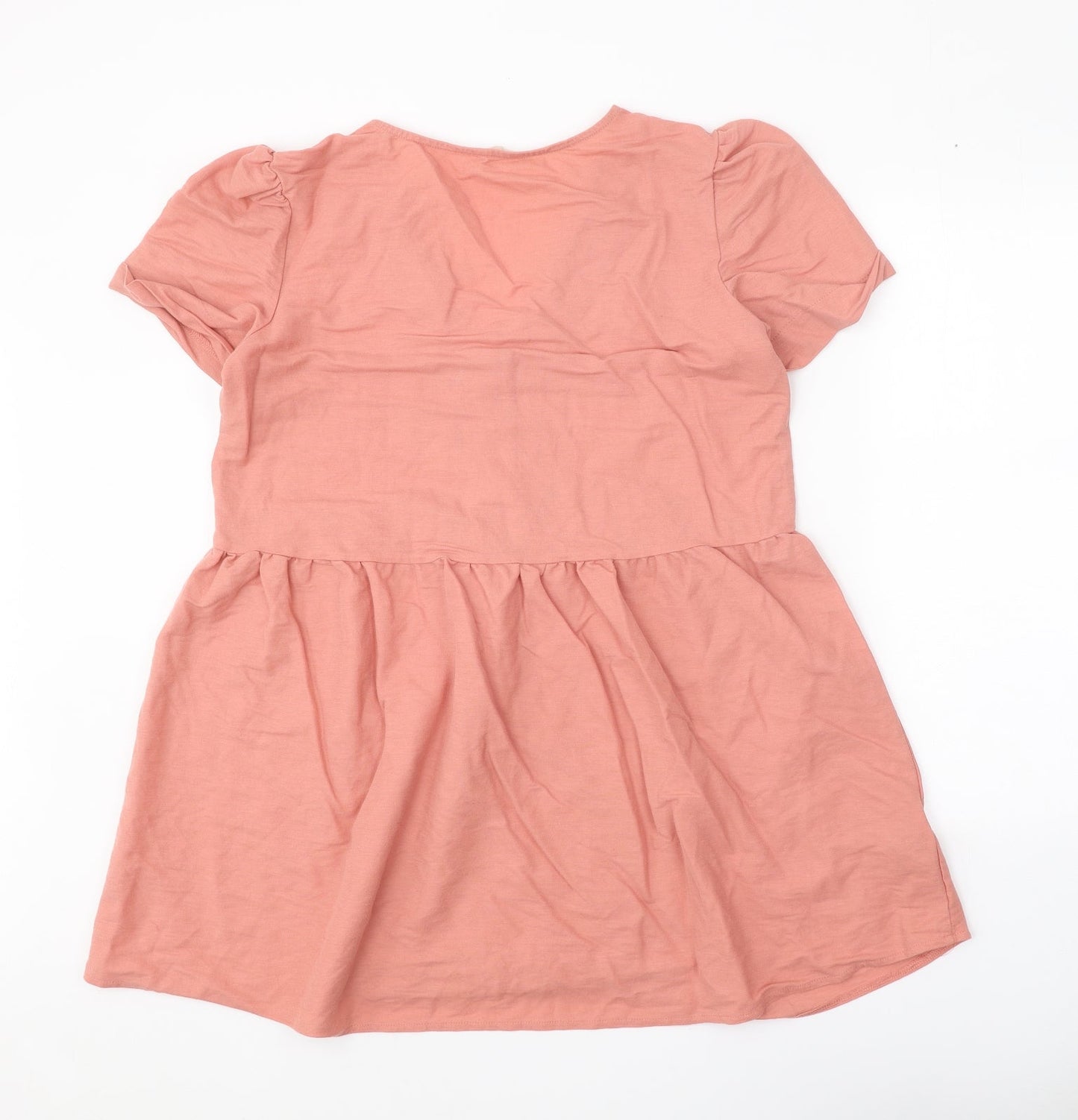 Mango Womens Pink Viscose A-Line Size L V-Neck Button
