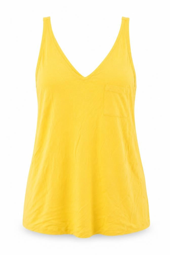 Warehouse Womens Yellow Viscose Basic Tank Size 8 V-Neck