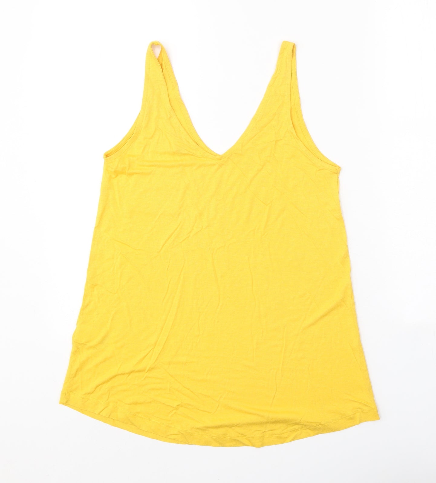 Warehouse Womens Yellow Viscose Basic Tank Size 8 V-Neck