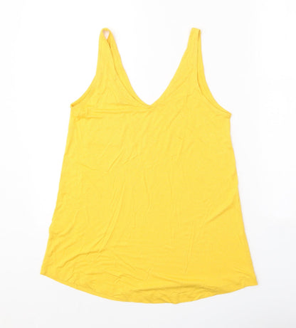 Warehouse Womens Yellow Viscose Basic Tank Size 8 V-Neck