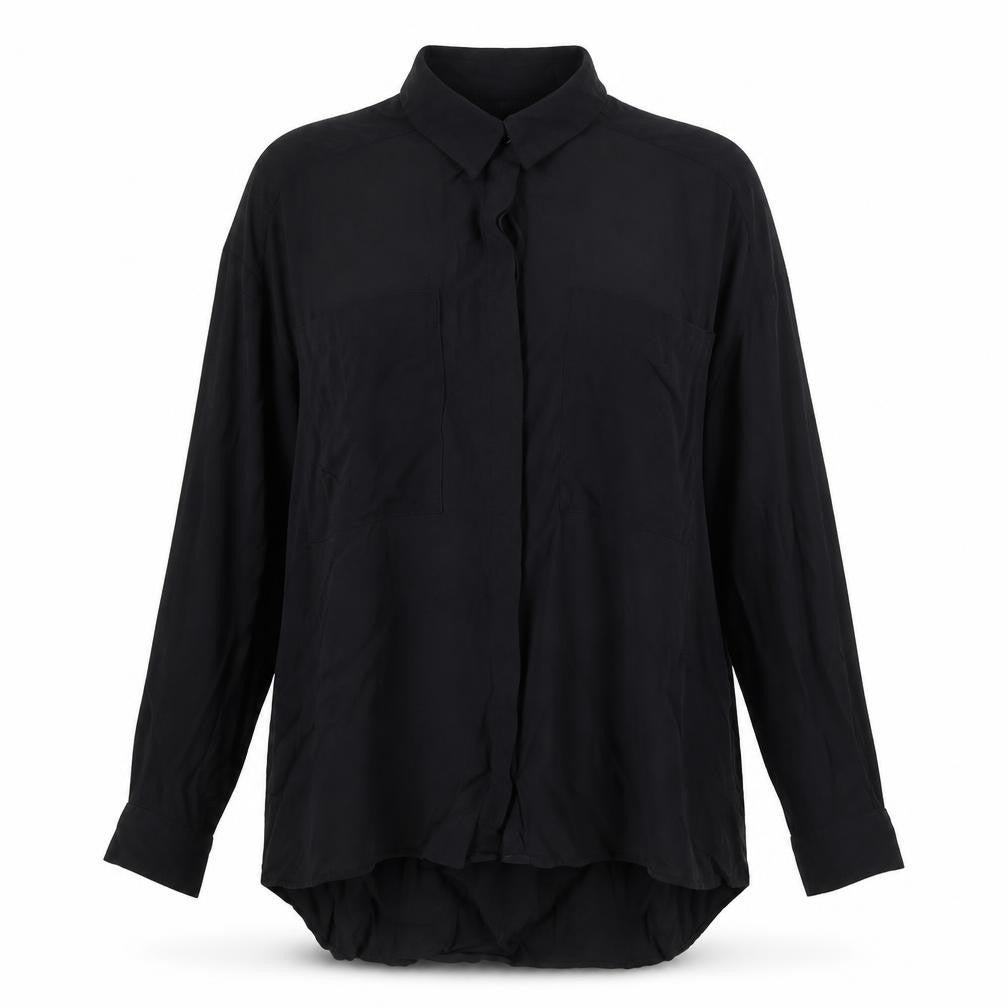 ASOS Womens Black Viscose Basic Button-Up Size 8 Collared