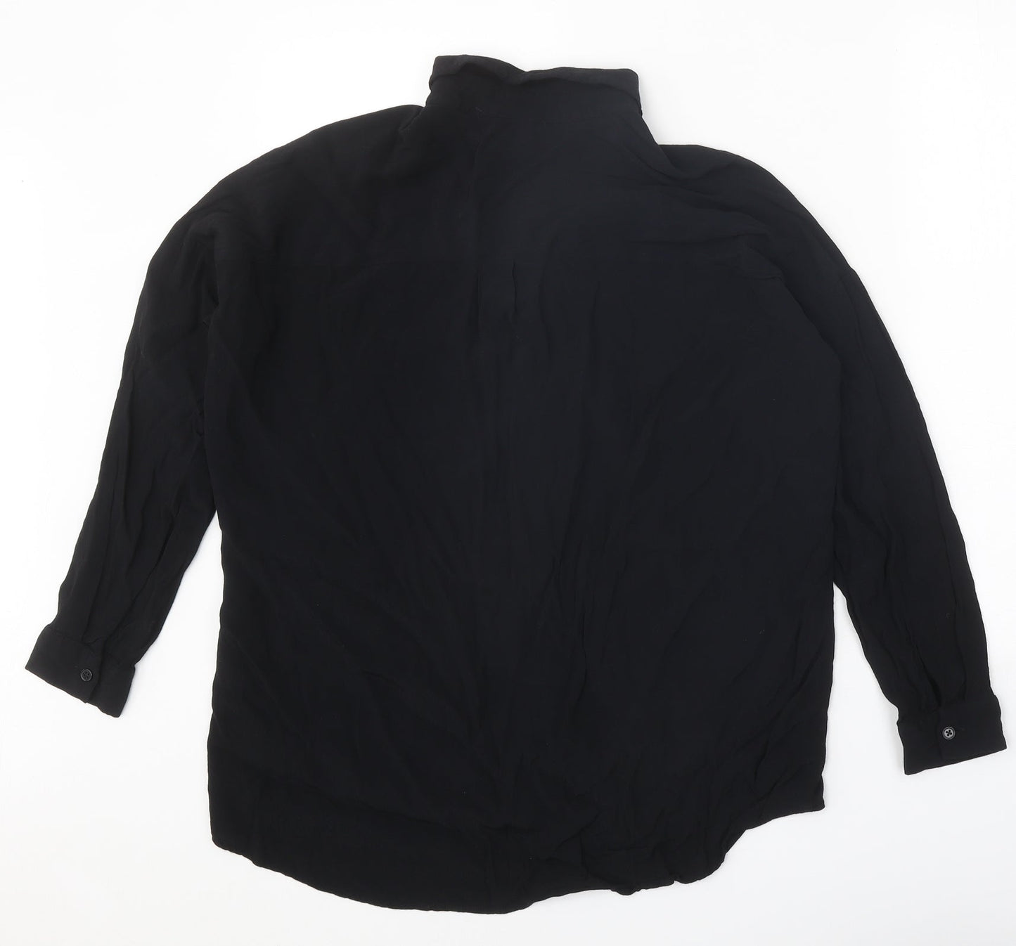 ASOS Womens Black Viscose Basic Button-Up Size 8 Collared