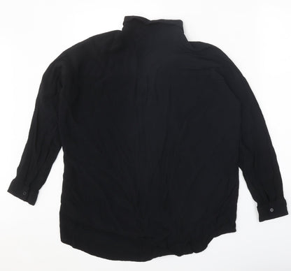 ASOS Womens Black Viscose Basic Button-Up Size 8 Collared