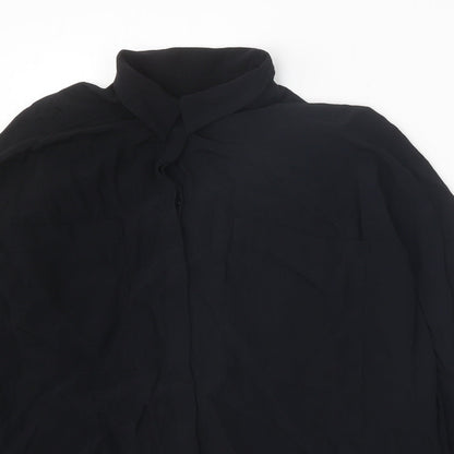 ASOS Womens Black Viscose Basic Button-Up Size 8 Collared