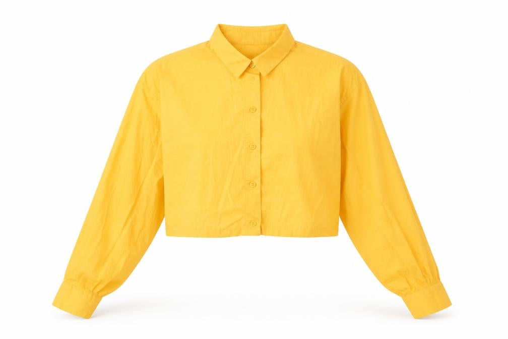 Divided Womens Orange 100% Cotton Cropped Button-Up Size M Collared