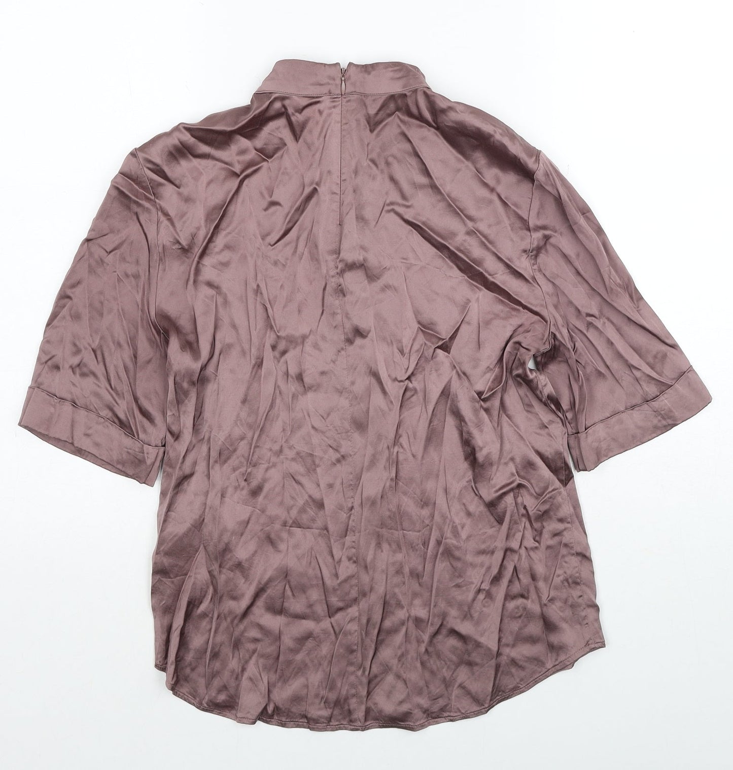 YAYA Womens Brown Viscose Basic Blouse Size 6 Mock Neck