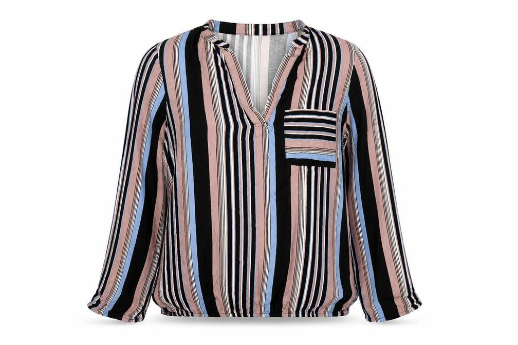 Selected Womens Multicoloured Striped Viscose Basic Blouse Size 10 V-Neck