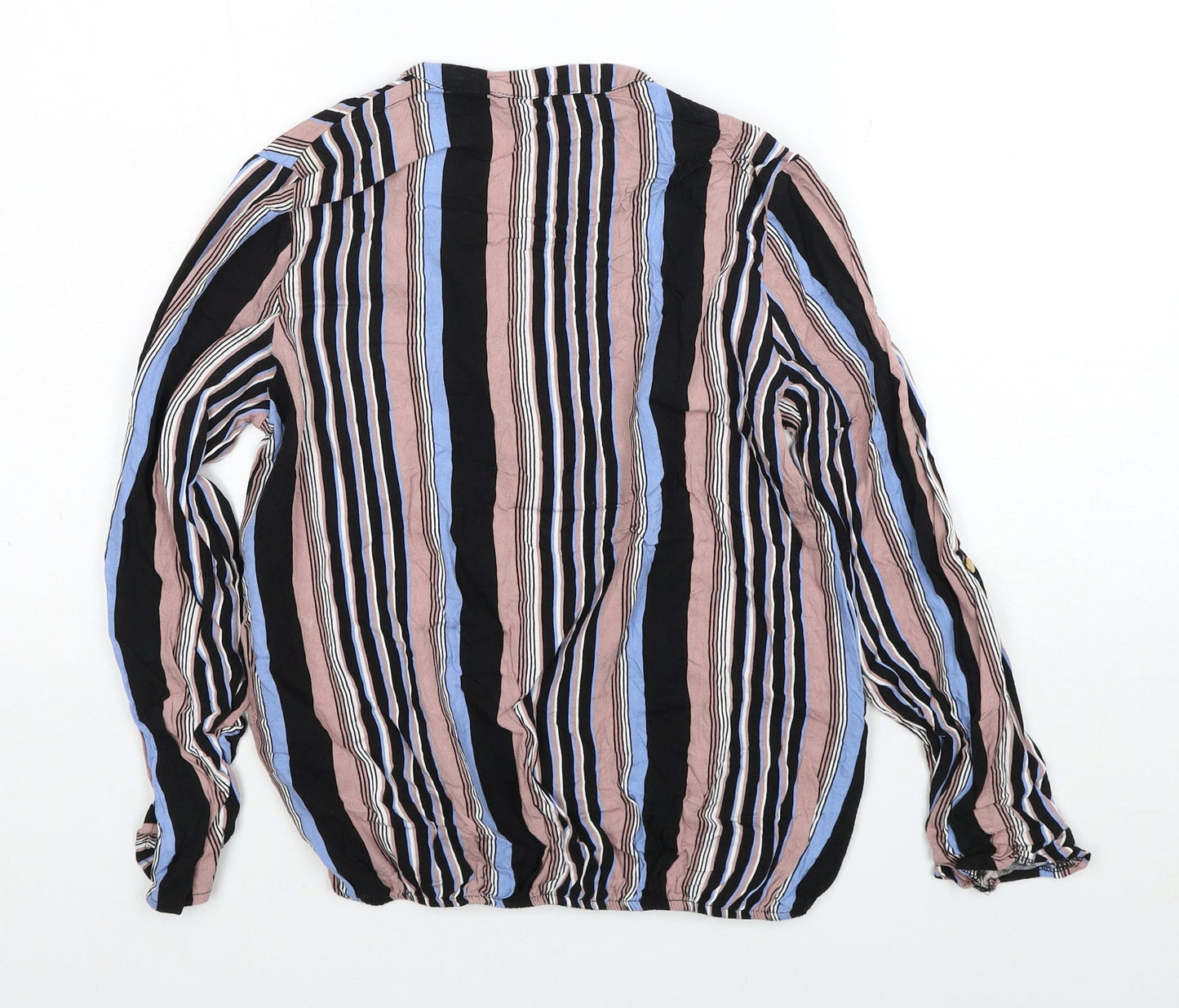 Selected Womens Multicoloured Striped Viscose Basic Blouse Size 10 V-Neck
