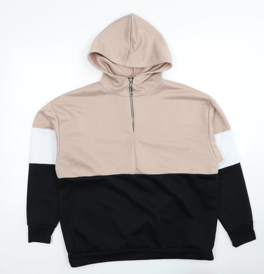 Stylewise Womens Black Colourblock Polyester Pullover Hoodie Size M Pullover