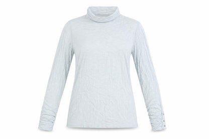 Marble Womens Blue Polyester Basic Blouse Size 10 Roll Neck