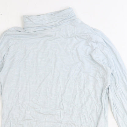Marble Womens Blue Polyester Basic Blouse Size 10 Roll Neck