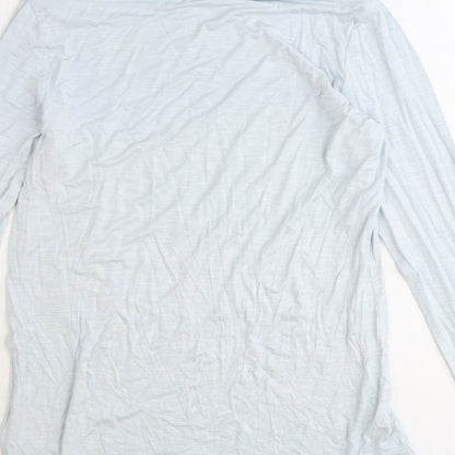 Marble Womens Blue Polyester Basic Blouse Size 10 Roll Neck