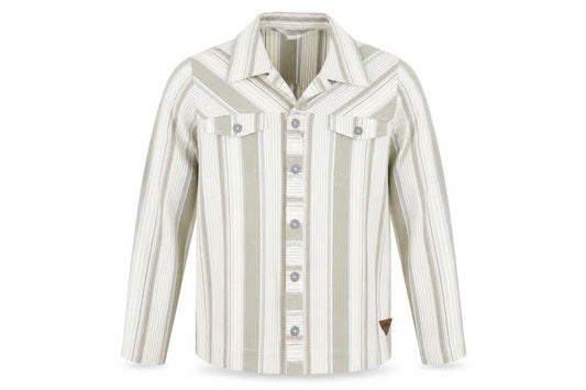 LauRie Mens Brown Striped Cotton Dress Shirt Size 44 Collared Button