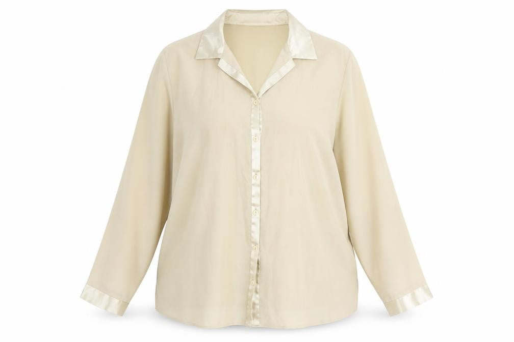 Collections Womens Beige Polyester Basic Button-Up Size 22 Collared