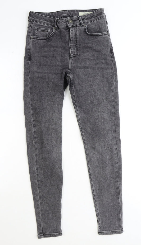 Marks and Spencer Womens Black Cotton Skinny Jeans Size 8 Slim Zip