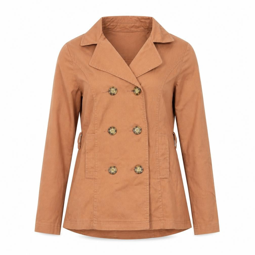 FOREVER 21 Womens Beige Pea Coat Jacket Size S Button