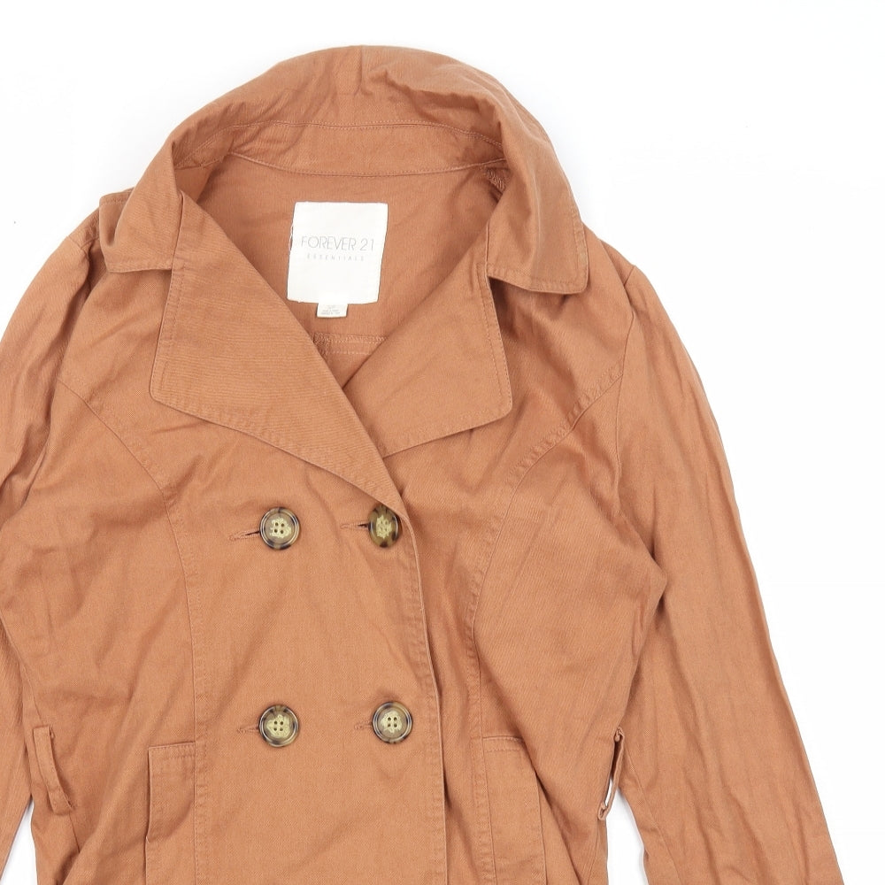 FOREVER 21 Womens Beige Pea Coat Jacket Size S Button