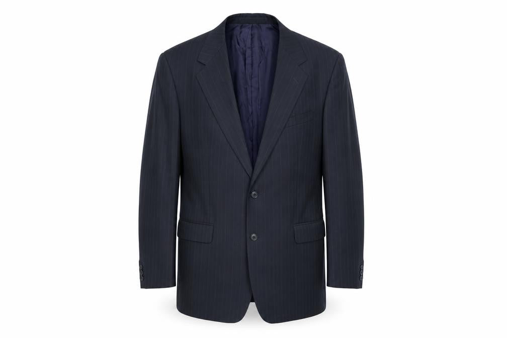 Marks & Spencer Mens Blue Striped Polyester Jacket Suit Jacket Size 46 Regular