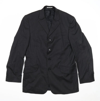 Next Mens Black Striped Polyester Jacket Suit Jacket Size 38 Regular