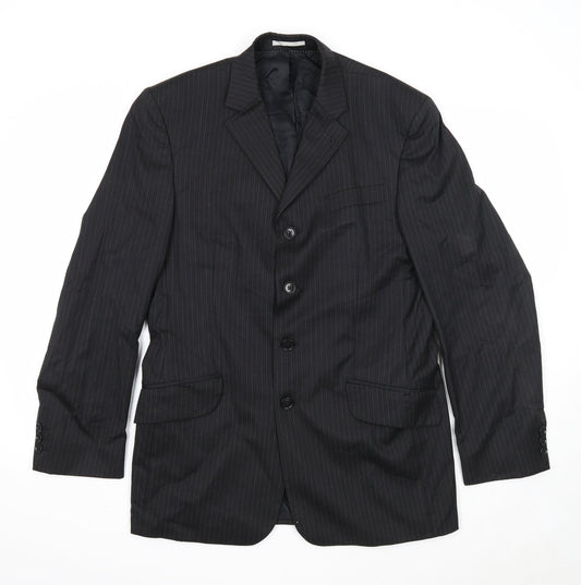NEXT Mens Black Striped Polyester Jacket Suit Jacket Size 38 Regular