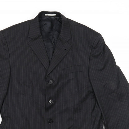 Next Mens Black Striped Polyester Jacket Suit Jacket Size 38 Regular