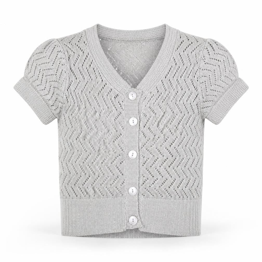 Ethel Austin Girls Grey Scoop Neck Acrylic Cardigan Jumper Size 12-13 Years Button