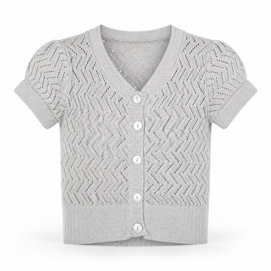 Ethel Austin Girls Grey Scoop Neck Acrylic Cardigan Jumper Size 12-13 Years Button