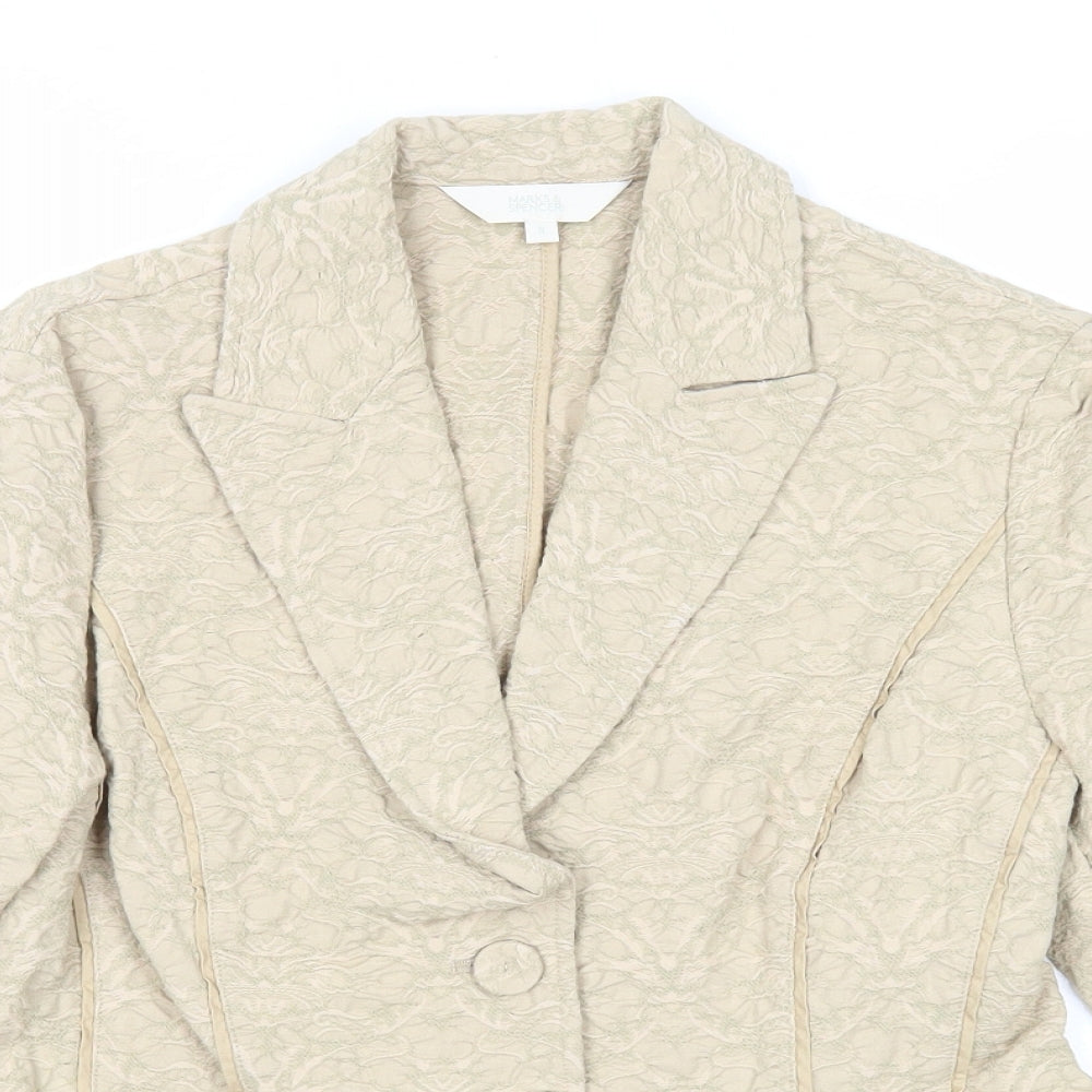 Marks and Spencer Womens Beige Jacket Blazer Size S Button