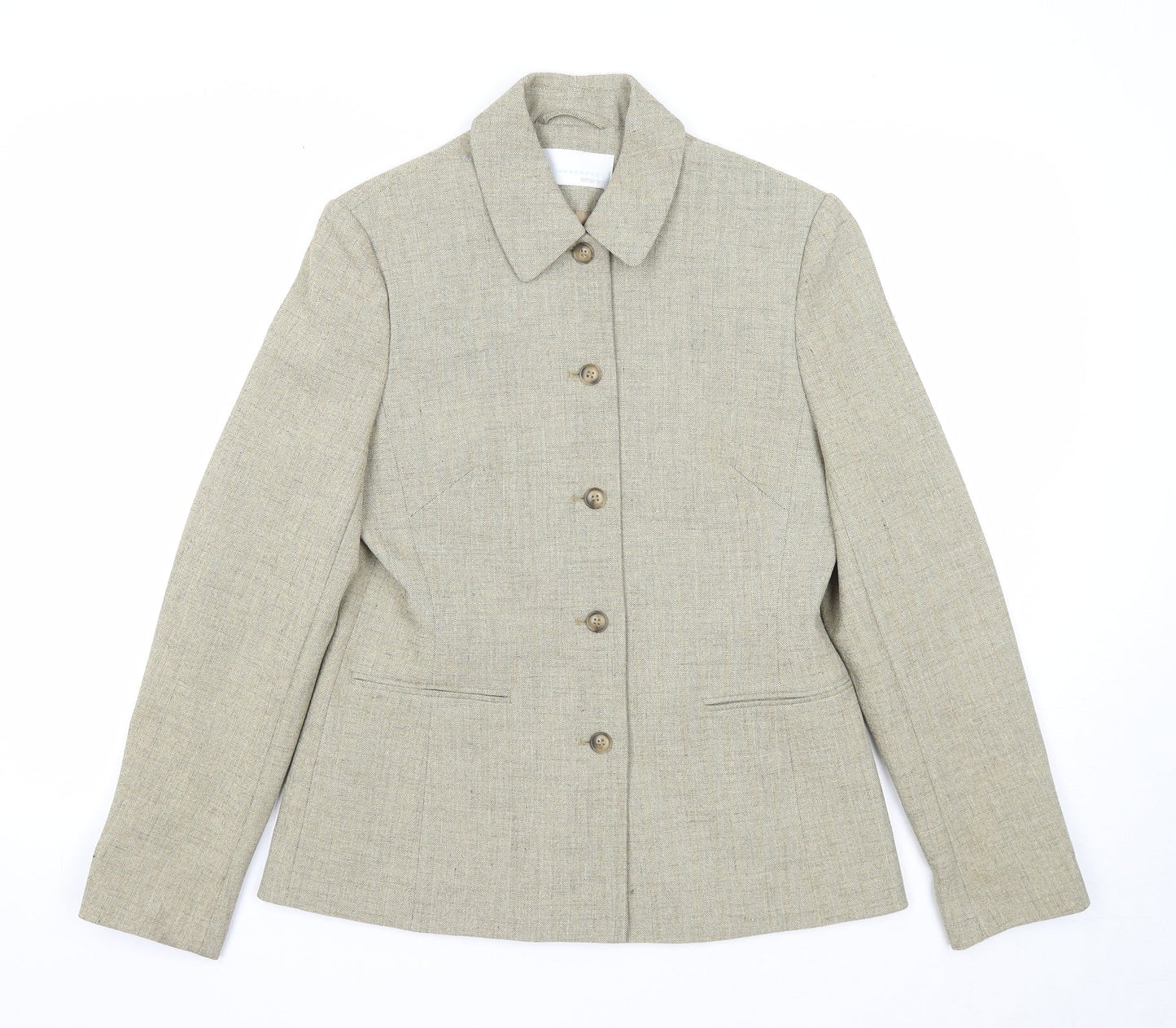 AMARANTO Womens Beige Jacket Blazer Size 10 Button