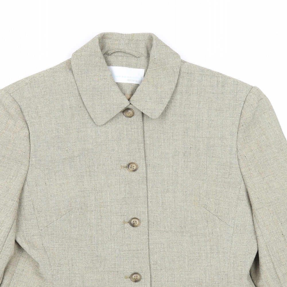 AMARANTO Womens Beige Jacket Blazer Size 10 Button