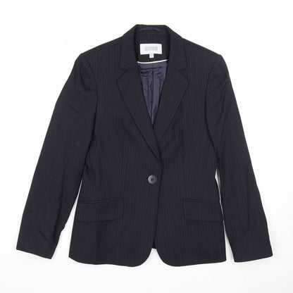Next Womens Blue Striped Wool Jacket Blazer Size 8