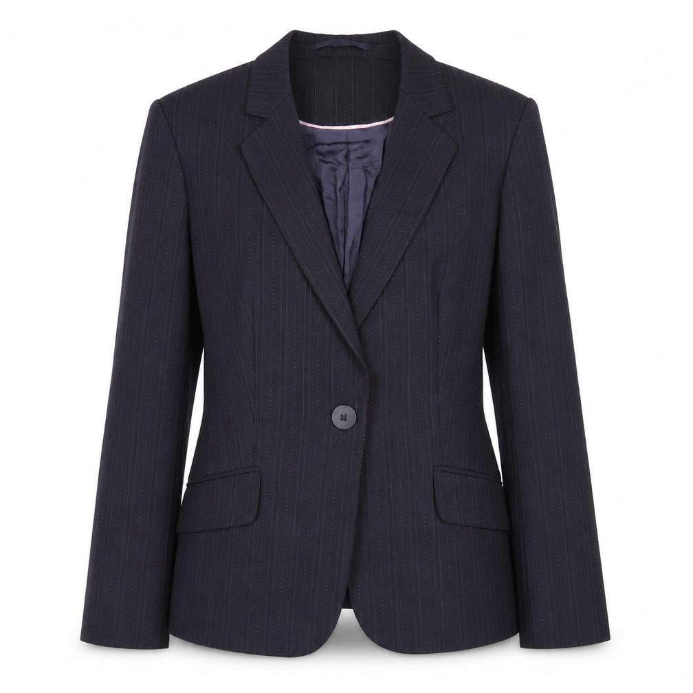 NEXT Womens Blue Striped Wool Jacket Blazer Size 8
