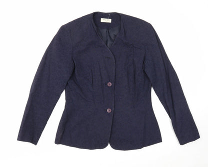 Kaliko Womens Blue Geometric Jacket Blazer Size 12 Button