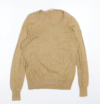 Next Womens Beige Scoop Neck Acrylic Pullover Jumper Size 12