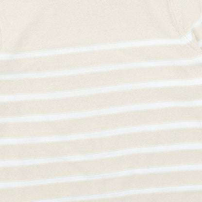 BHS Womens Beige Boat Neck Striped Acrylic Pullover Jumper Size S