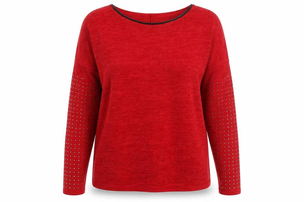 M&W Womens Red Round Neck Acrylic Pullover Jumper Size S