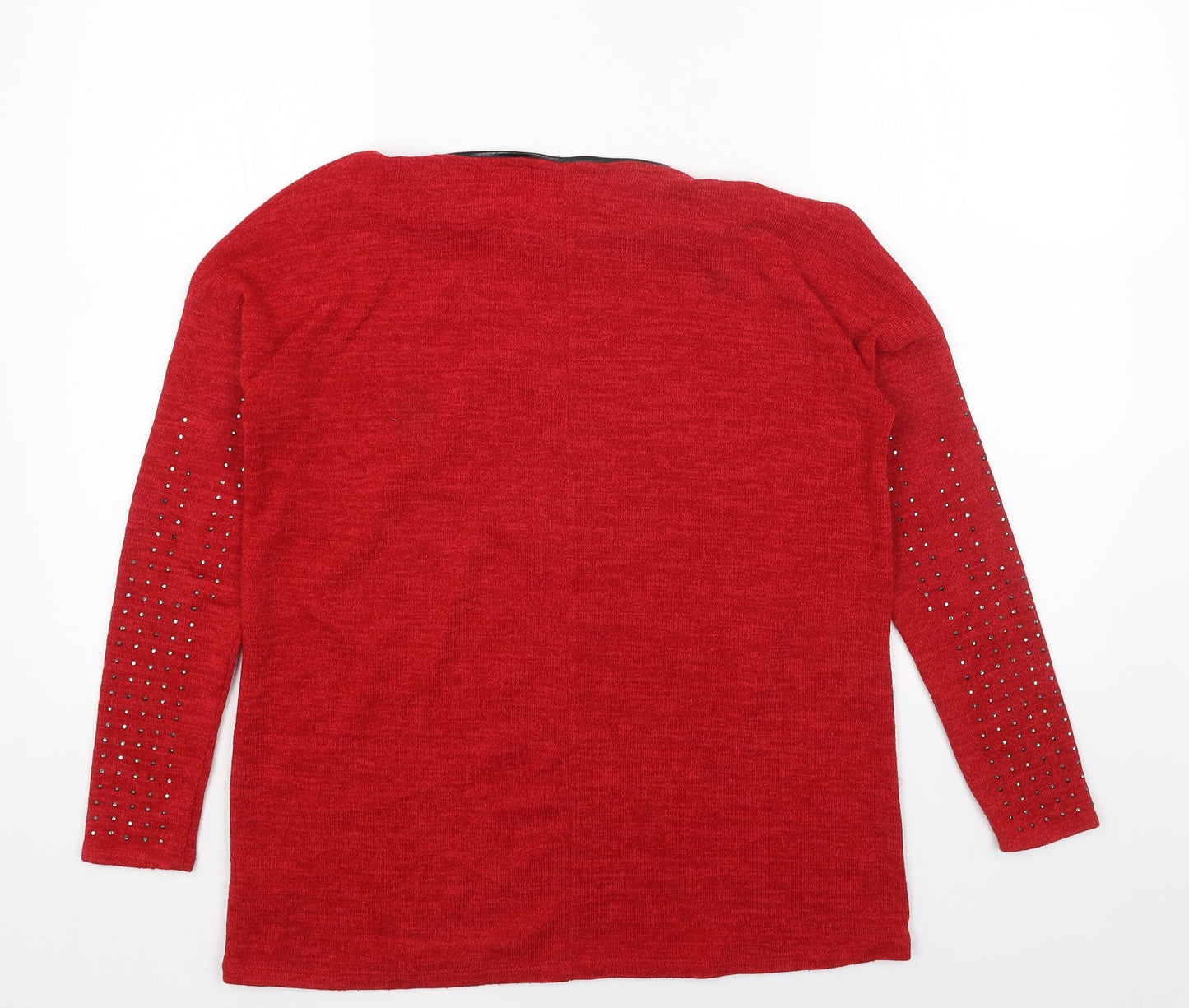 M&W Womens Red Round Neck Acrylic Pullover Jumper Size S