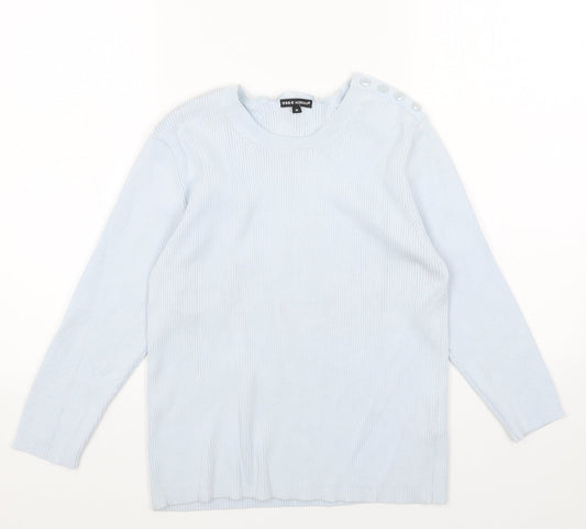 Debbie Morgan Womens Blue Round Neck Acrylic Pullover Jumper Size M