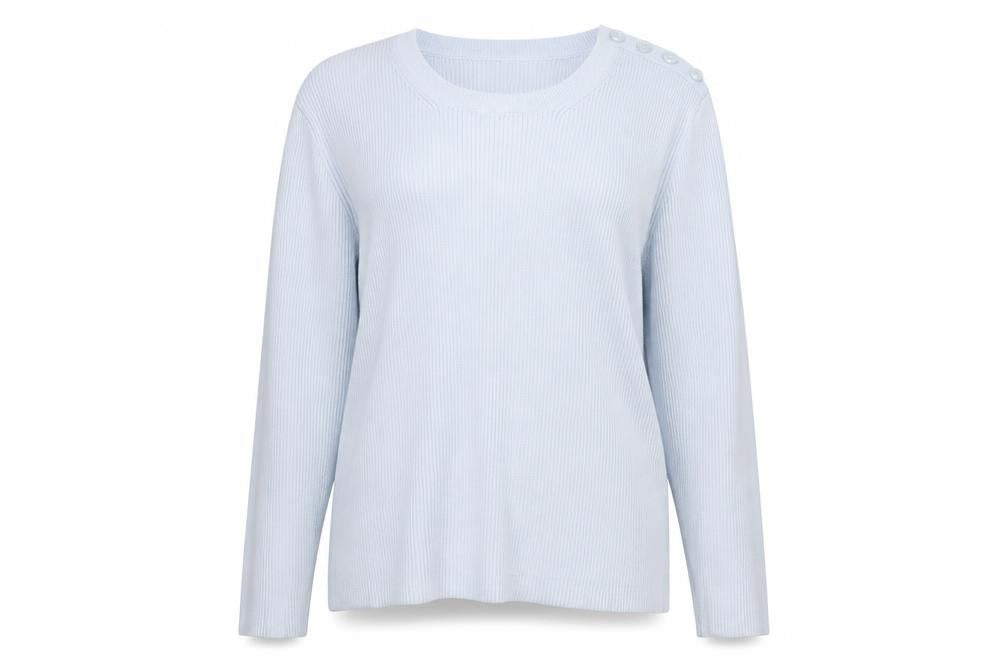 Debbie Morgan Womens Blue Round Neck Acrylic Pullover Jumper Size M