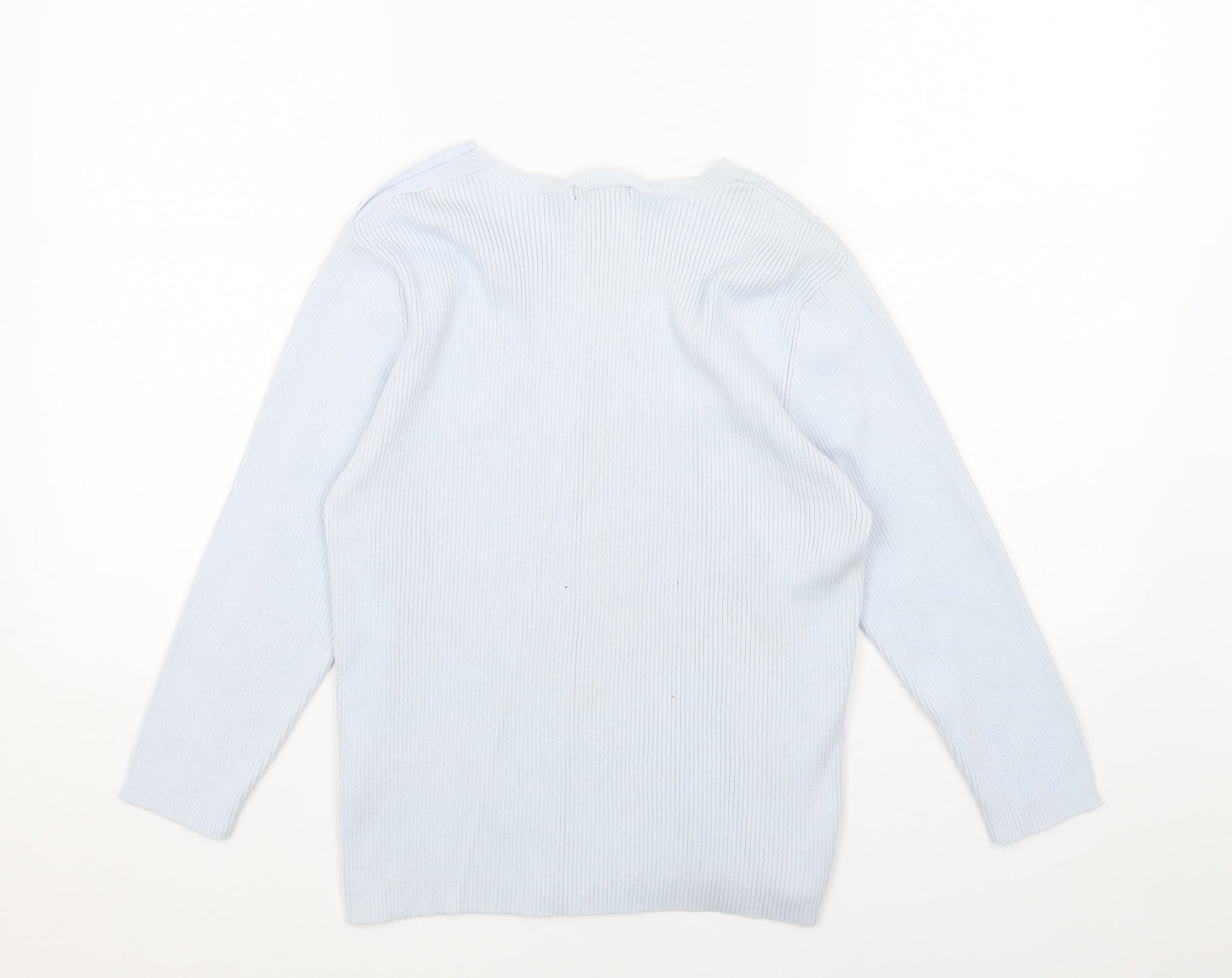Debbie Morgan Womens Blue Round Neck Acrylic Pullover Jumper Size M