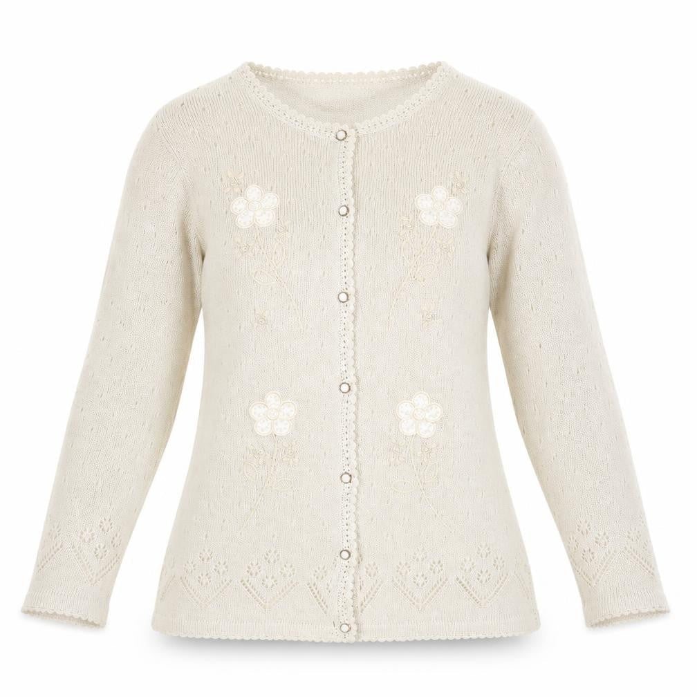 PERFECTA Womens Beige Round Neck Acrylic Cardigan Jumper Size M