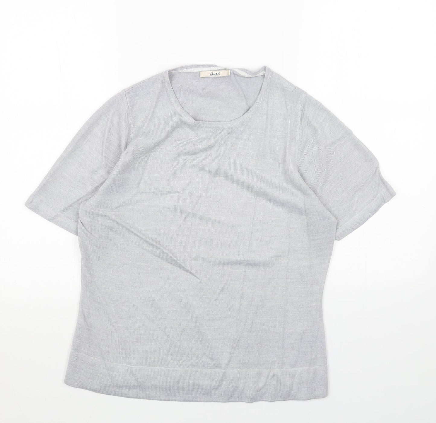 Marks and Spencer Womens Grey Round Neck Acrylic Pullover Jumper Size 14
