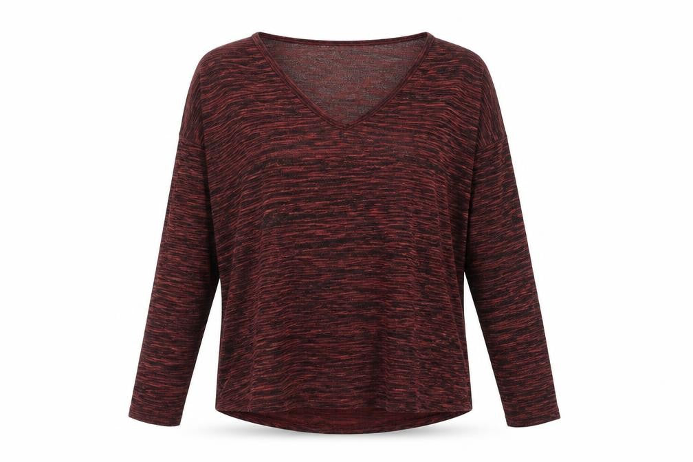 H&M Womens Red V-Neck Acrylic Pullover Jumper Size M