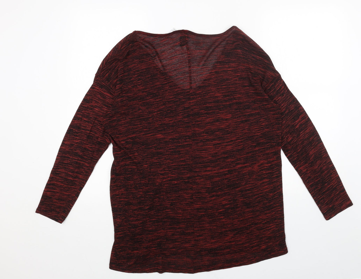 H&M Womens Red V-Neck Acrylic Pullover Jumper Size M