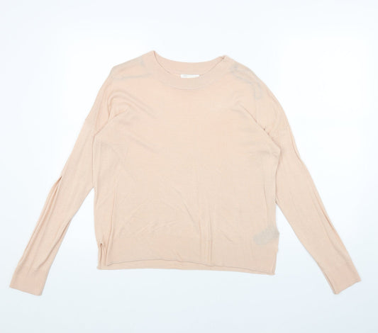 H&M Womens Pink Round Neck Acrylic Pullover Jumper Size S