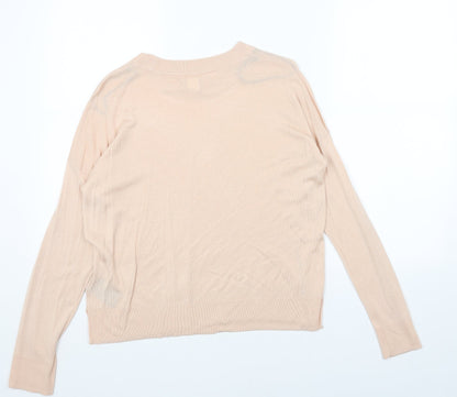 H&M Womens Pink Round Neck Acrylic Pullover Jumper Size S