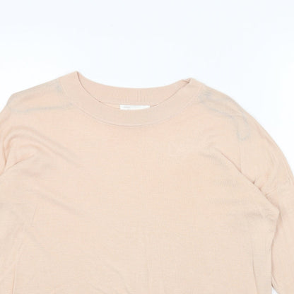 H&M Womens Pink Round Neck Acrylic Pullover Jumper Size S