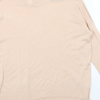 H&M Womens Pink Round Neck Acrylic Pullover Jumper Size S